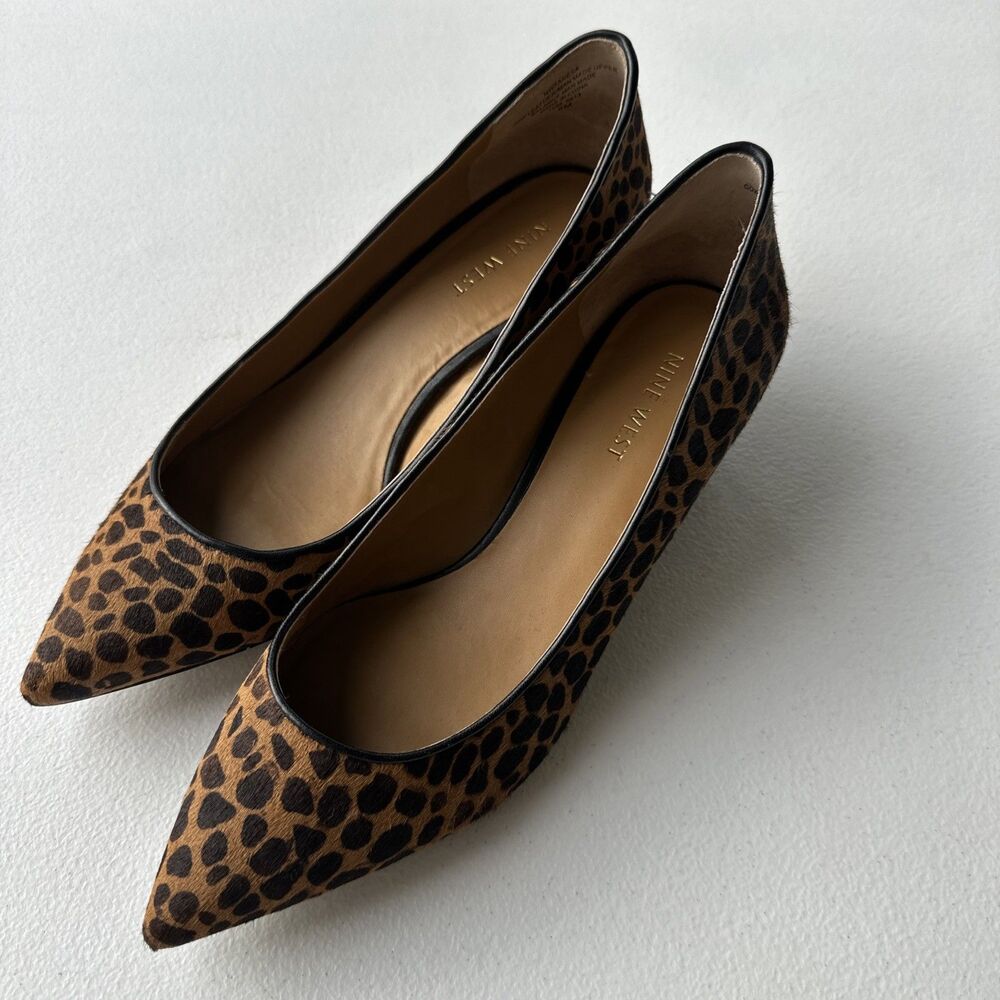 Nine West Women's Size 8 Pumps Leopard Animal Print Pointed Toe Kitten Heel
